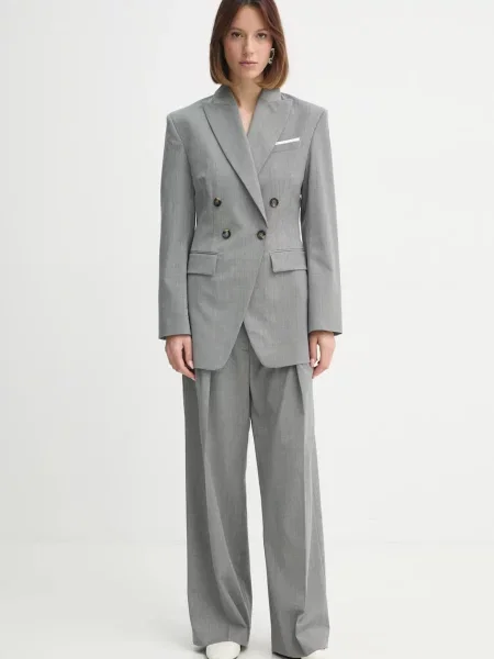 Піджак з домішкою вовни Day Birger et Mikkelsen Elenora двобортний однотонний сірий