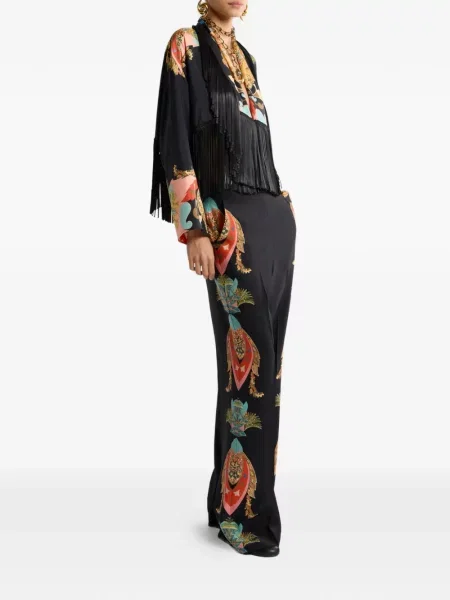 Pantaloni Etro cu model paisley negru