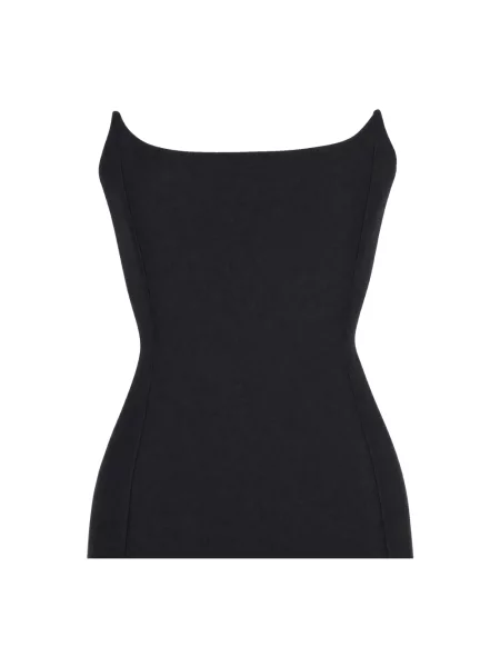 Lniana sukienka midi Balenciaga czarna