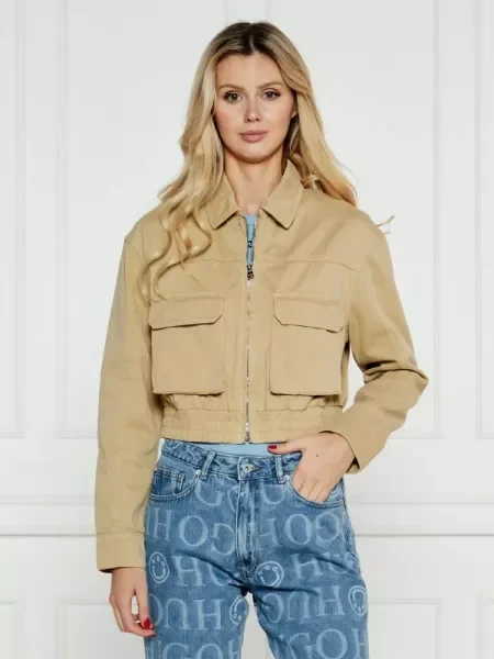 Hugo Blue Geacă | Cropped Fit bej