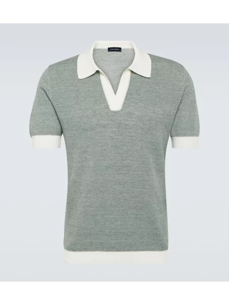 Lanena polo majica Thom Sweeney zelena