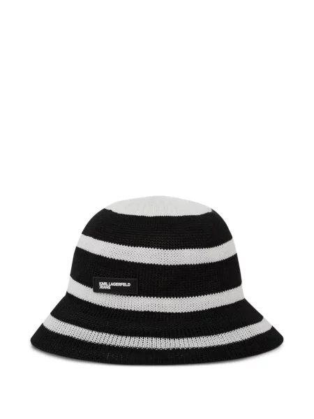 Pălărie bucket Karl Lagerfeld Jeans cu dungi tricotate negru