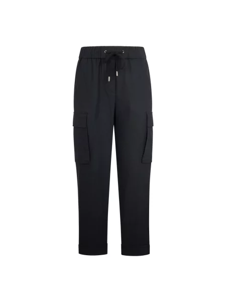 Spodnie cargo Peserico wełniane o krotszym kroju czarne