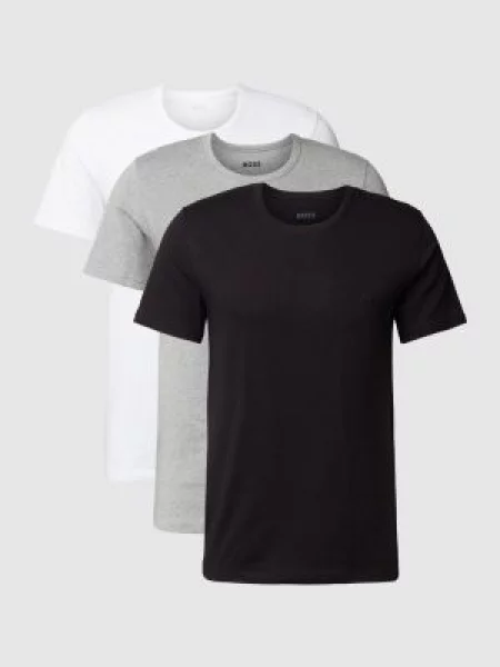 T-shirt z wyhaftowanym logo w zestawie 3 szt. model ‘Classic’ Boss szara