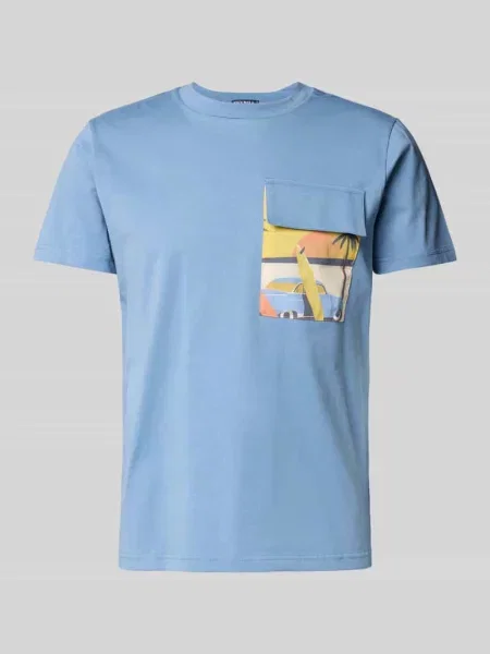 T-shirt z kieszenią na piersi Zeybra żółta