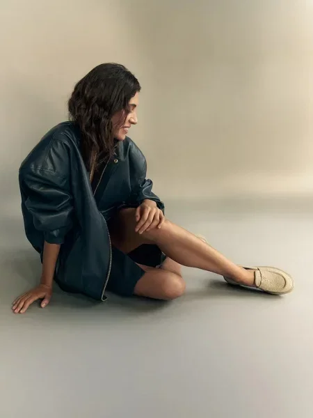 Замшевые мокасины Vanda Novak на платформе бежевые