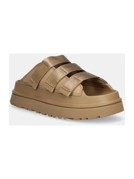 Klapki Ugg na platformie brązowe