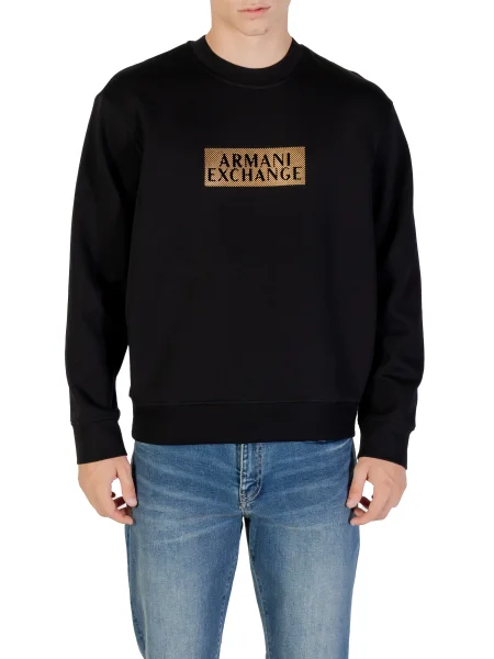 Суичър с качулка Armani с качулка с принт черно