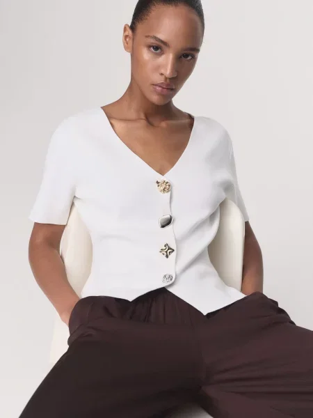 Кардиган MANGO віскоза/поліестер білий