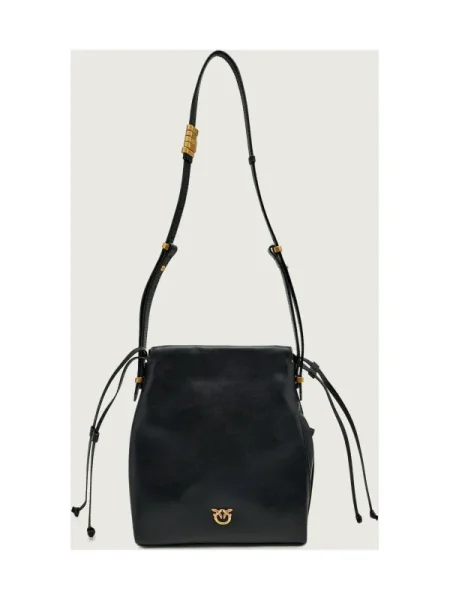 Pinko De piele geantă tip sac SLOUCHY MINI negru