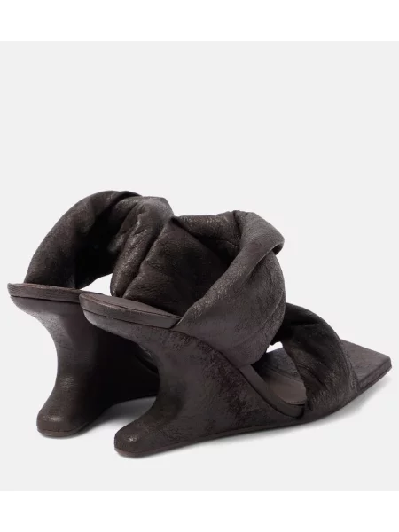 Papuci tip mules Rick Owens din piele maro
