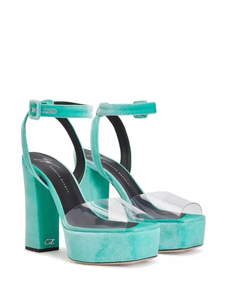 Sandale Giuseppe Zanotti de catifea cu platformă albastru