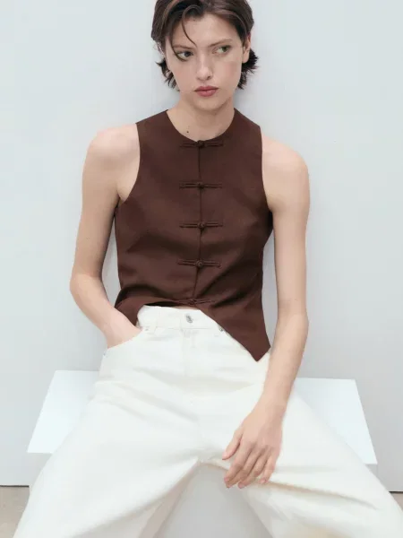 Жилет MANGO коричневий