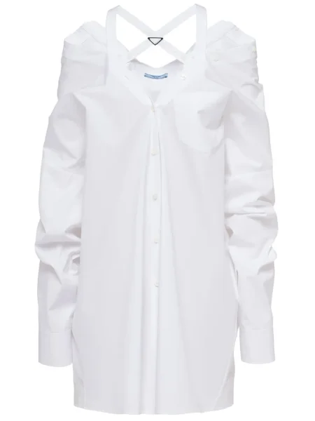 Sukienka koszulowa Prada garniturowa biała