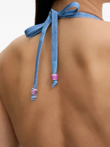 Top Chantelle cu imagine cu gât halter albastru