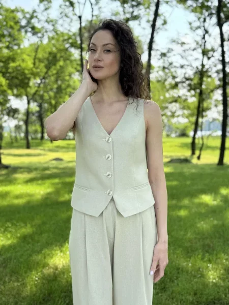 Лляний Жилет класичний CAT ORANGE світло-сірий сірий