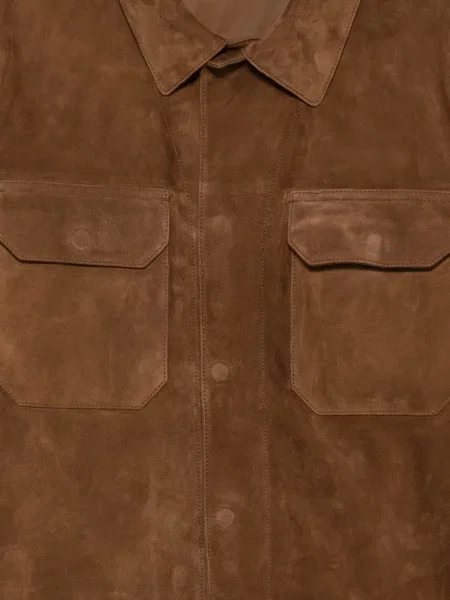 Geacă cămașă Tom Ford din piele de căprioară maro