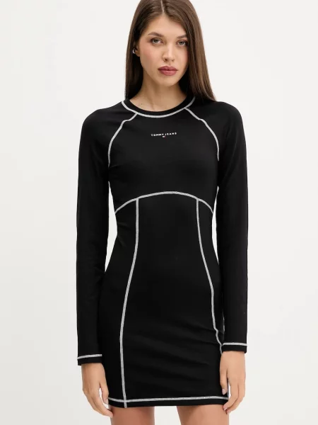 Tommy Jeans sukienka mini rozkloszowana czarny