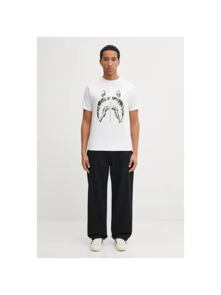 A Bathing Ape t-shirt ABC Camo Shark z nadrukiem biały
