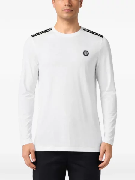 Lung tricou Philipp Plein cu autograf alb