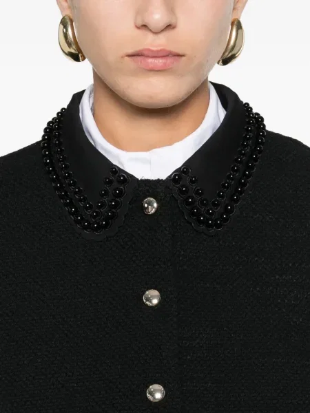 Top Maje cu mărgele negru