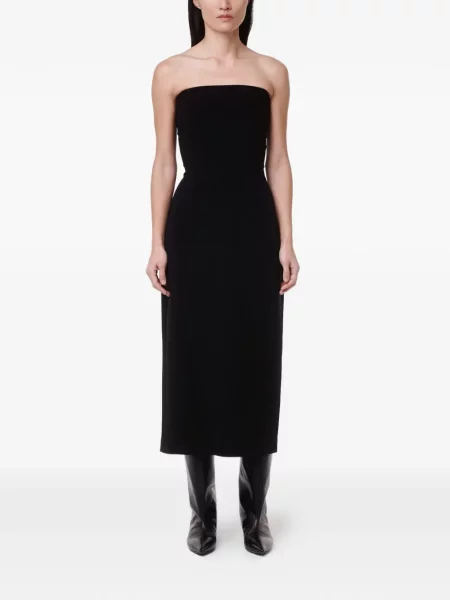 Rochie midi Another Tomorrow fără bretele negru