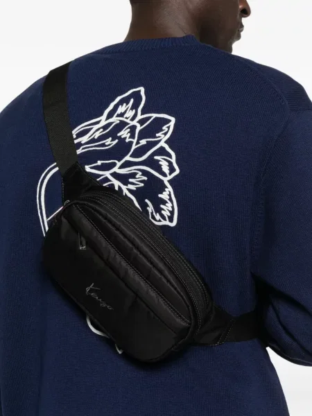 Curea Kenzo cu broderie negru