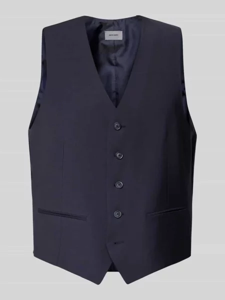 Kamizelka o kroju regular fit z mieszanki żywej wełny model ‘HUGO’ Pierre Cardin granatowa