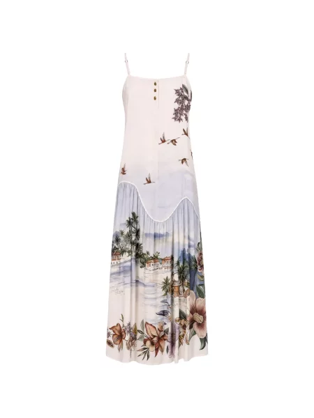 Rochie maxi Farm Rio fără mâneci alb