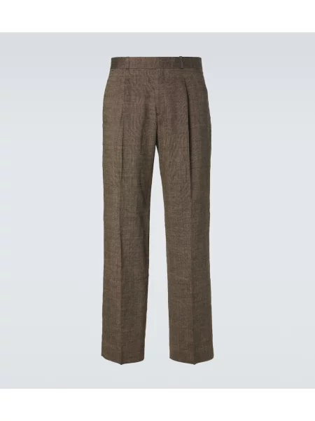 Lněné kalhoty Our Legacy hnědé