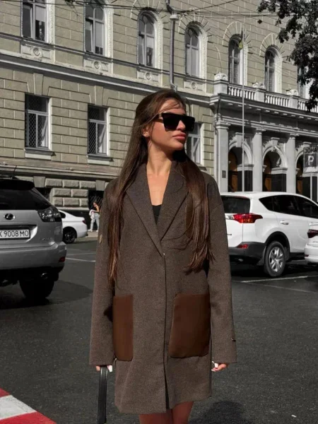 Вовняне Пальто D&V couture коричневий