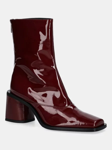Кожени боти Kenzo Kimi Ankle Boots с дебел бордо