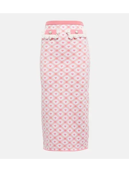 Fustă midi Alessandra Rich în carouri din jacard până la genunchi