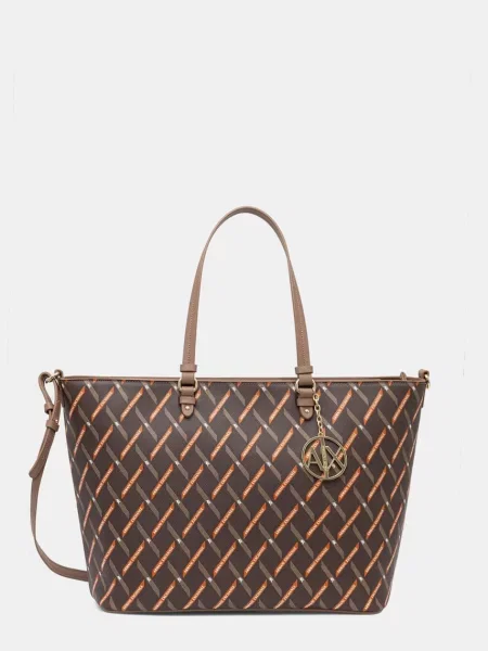 Armani Exchange geantă shopper pentru femei cu imitație de piele maro