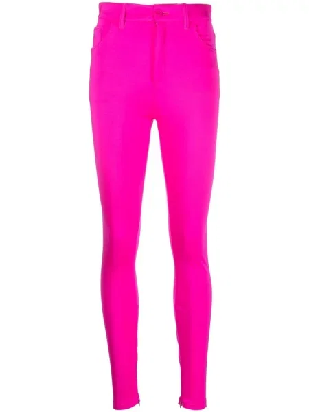 Pantaloni cu talie înaltă Balenciaga cu talie înaltă din satin roz