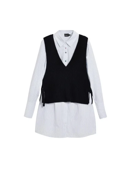 Desigual Bluză albastru / maro deschis / negru alb