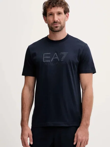 Тениска Emporio Armani лилаво с апликация виолетово