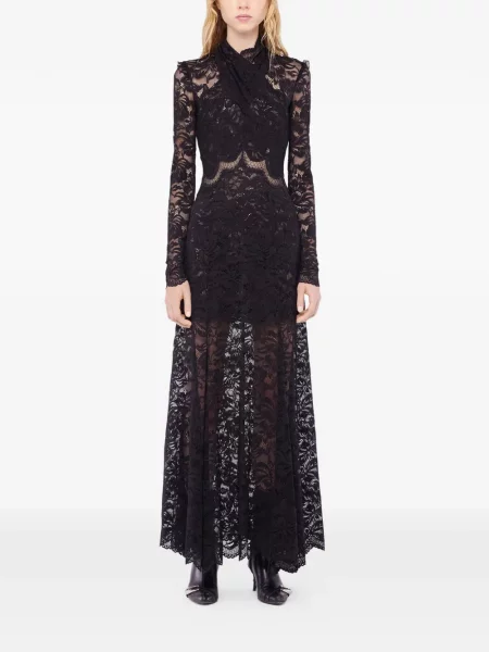 Rochie maxi Rabanne din dantelă lungă de costum negru