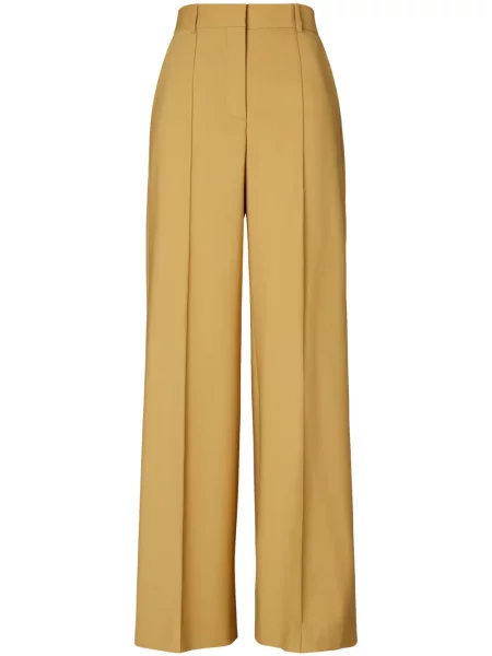 Pantaloni Tory Burch plisate galben