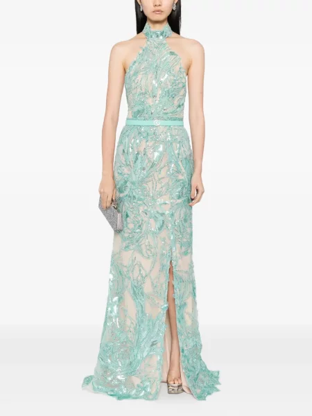 Rochie Saiid Kobeisy cu broderie verde
