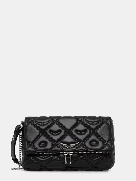 ZADIG&VOLTAIRE geantă de piele ROCKY II QUILTED MONOGRAM negru