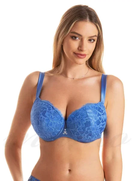 Бюстгальтер с уплотнённой чашкой синій