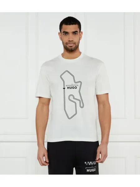 HUGO Tricou Droad alb