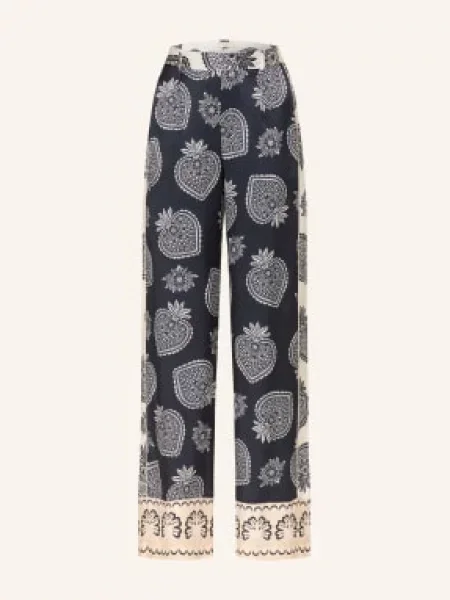 Ivi Collection Spodnie Z Jedwabiu blau białe