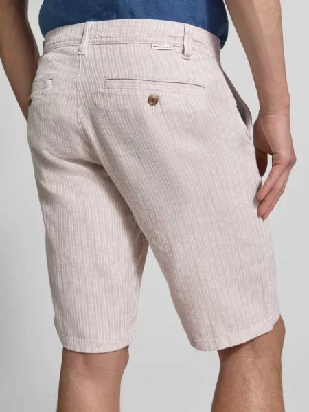 Szorty z lnu w kroju regular fit z mieszanki lnu i bawełny Tom Tailor beżowe