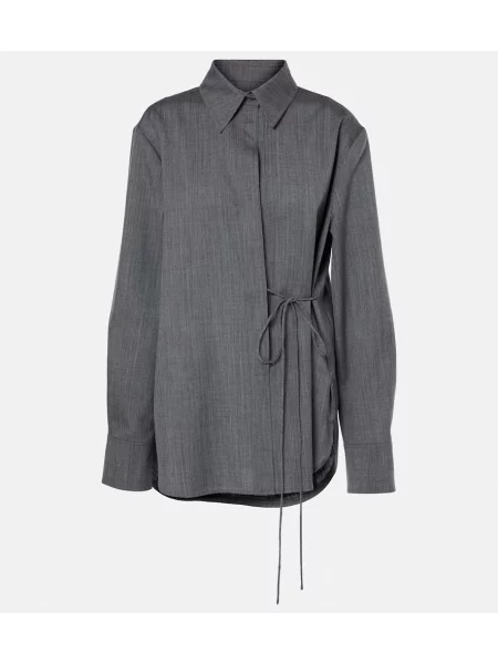 Cămașă Jil Sander de lână gri