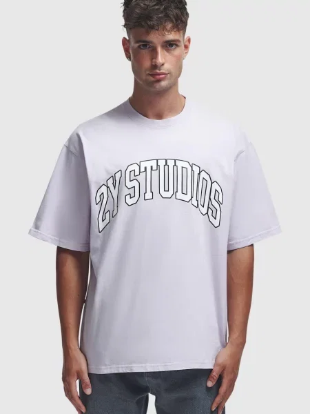2Y Studios Tricou mov pastel negru