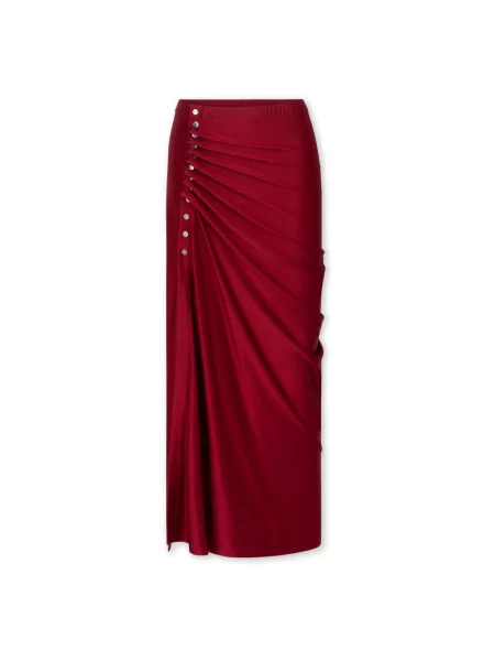 Długa spódnica maxi Rabanne drapowana czerwona