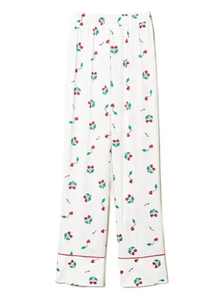 Pijamale Twinset din satin alb