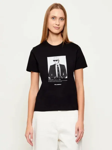 Karl Lagerfeld Tricou Portrait | Classic fit negru